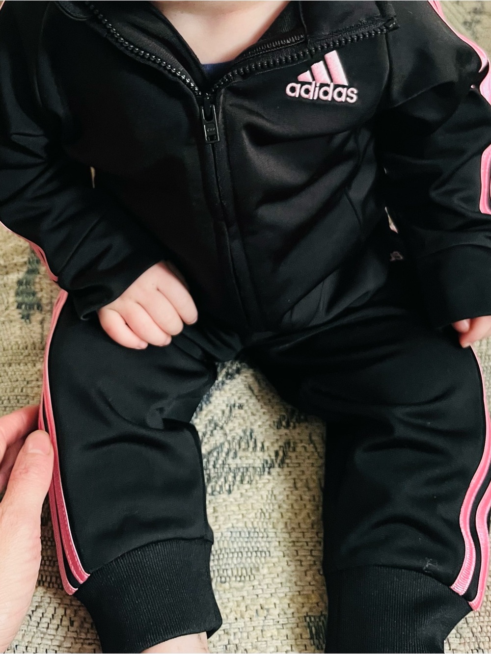 adidas Black and Pink Kids One-Piece Jumpsuit